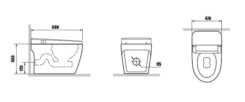 Унитаз биде Laguraty V9 приставной цвет Белый с сиденьем Микролифт