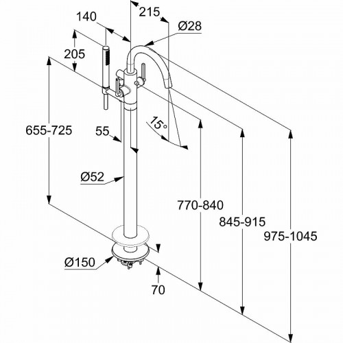 Смеситель для ванны Kludi Nova Fonte Puristic 205900515 Хром латунь на пол