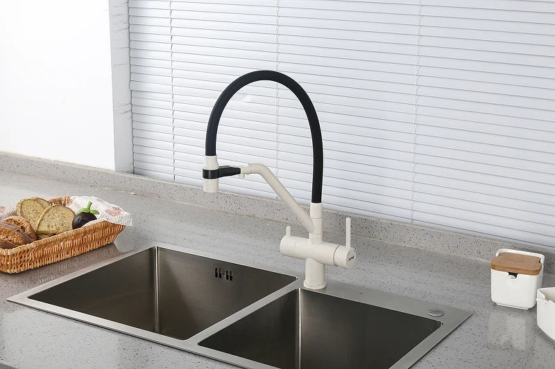Смеситель для кухни Gappo G4398-81 Белый Черный латунь