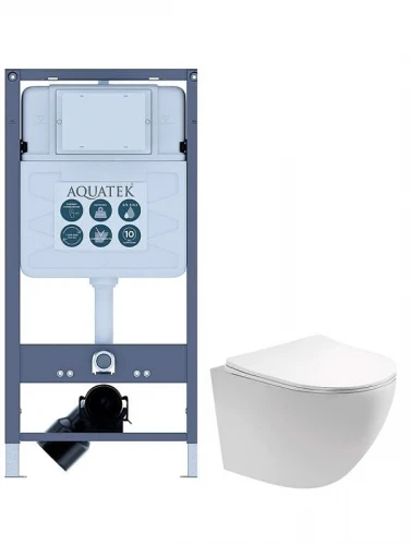 Комплект унитаза с инсталляцией Aquatek Set Aquatek Европа-INSP01 цвет Белый с сиденьем Микролифт