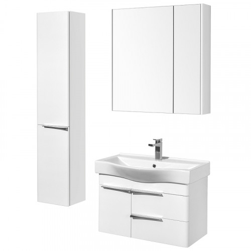Зеркальный шкаф Aquaton Беверли 80 1A237102BV010 Белый глянец МДФ / ЛДСП, стекло