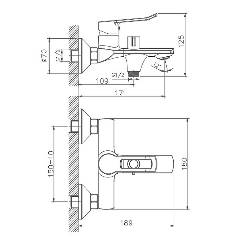 Смеситель для ванны Haiba HB60556 Хром на стену