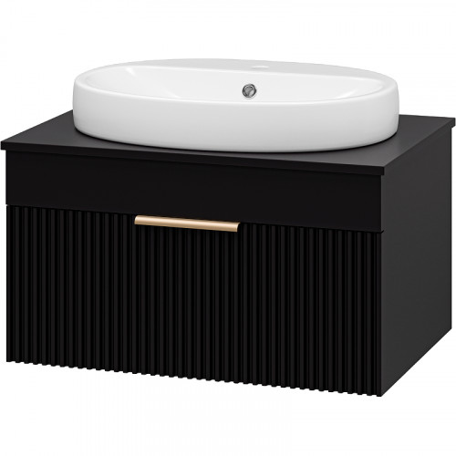 Тумба с раковиной Brevita Enfida 70 УТ000015094 подвесная Черная матовая МДФ / ЛДСП