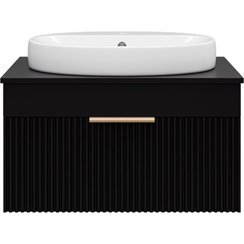 Тумба с раковиной Brevita Enfida 70 УТ000015094 подвесная Черная матовая МДФ / ЛДСП