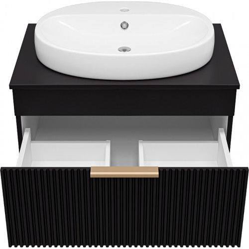 Тумба с раковиной Brevita Enfida 70 УТ000015094 подвесная Черная матовая МДФ / ЛДСП