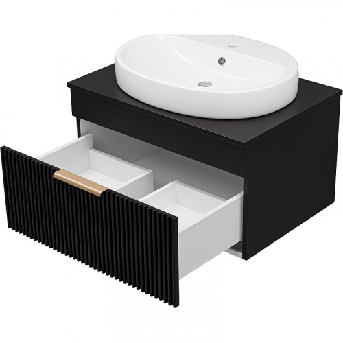 Тумба с раковиной Brevita Enfida 70 УТ000015094 подвесная Черная матовая МДФ / ЛДСП