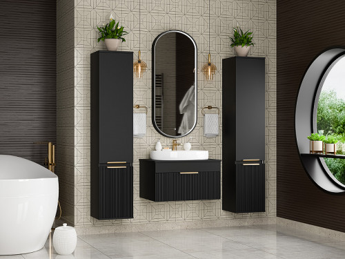 Тумба с раковиной Brevita Enfida 70 УТ000015094 подвесная Черная матовая МДФ / ЛДСП