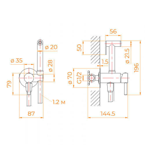 Гигиенический душ со смесителем RGW Shower Panels SP-211B 581408211-04 Черный матовый латунь встраиваемый
