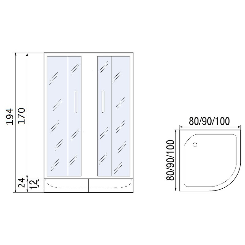 Душевой уголок River Don 90x90 MT 10000008303 с поддоном