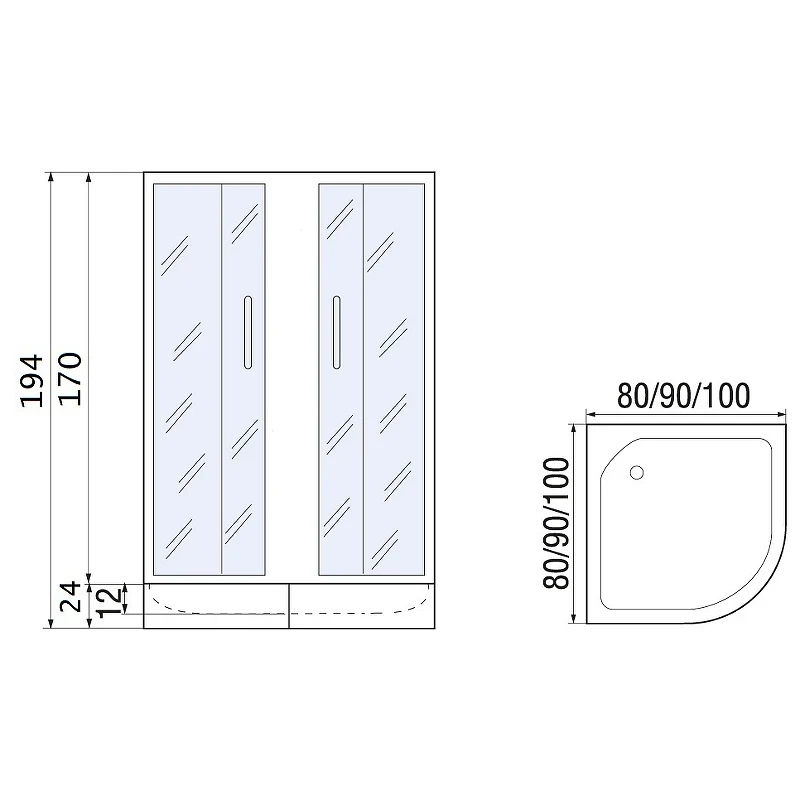Душевой уголок River Don 90x90 MT 10000008303 с поддоном