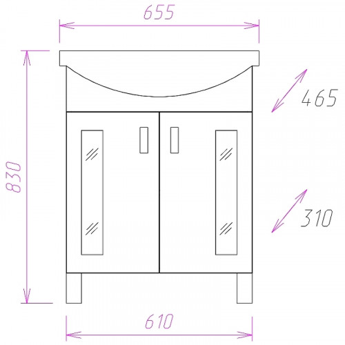 Тумба под раковину Onika Кристалл 65.18 106545 Белая МДФ / ЛДСП