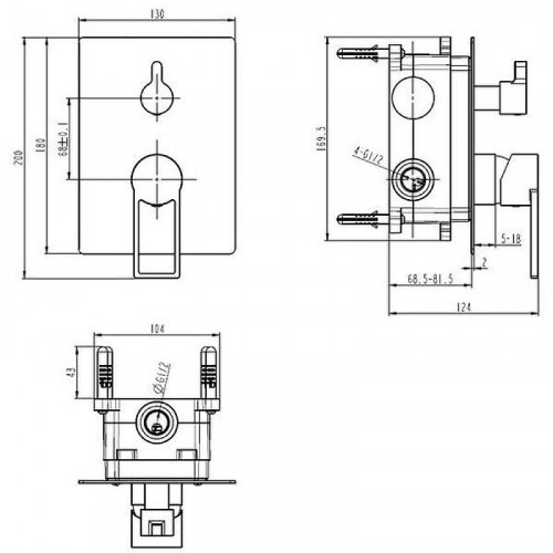 Смеситель для душа Caprigo Kub 54-051-ner Черный матовый