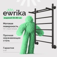 Водяной полотенцесушитель EWRIKA Сафо FP 80х50 4656754410969 с полкой цвет Черный матовый