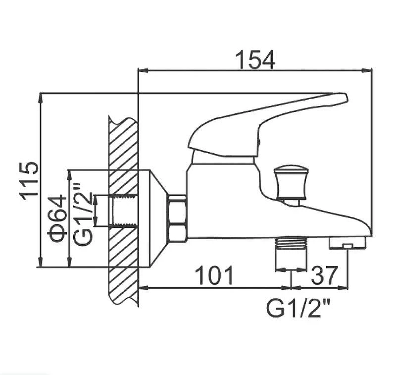 Смеситель для ванны Accoona H60 A6060 Хром