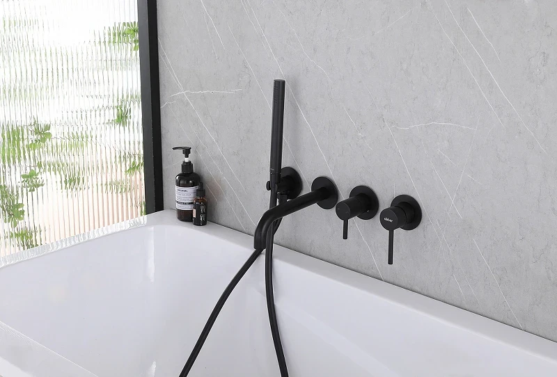 Смеситель для ванны Abber Wasser Kreis AF8130B Черный матовый латунь встраиваемый