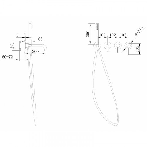 Смеситель для ванны Abber Wasser Kreis AF8130B Черный матовый латунь встраиваемый