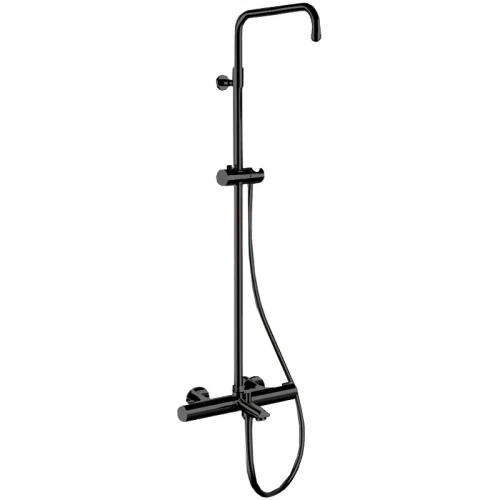Душевая система Remer Elegance EQ34ASSDNO с термостатом Черная матовая латунь на стену