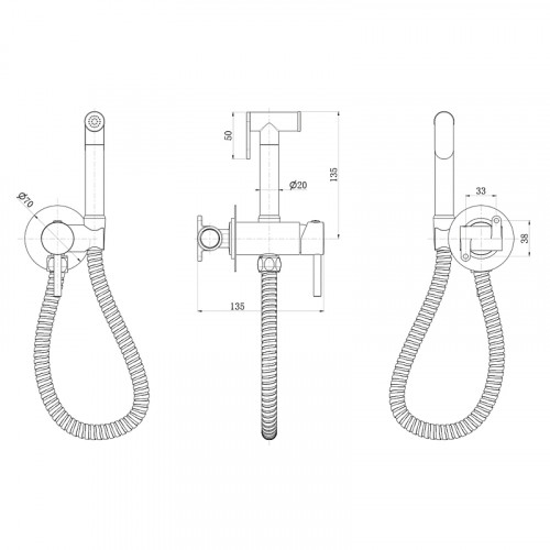 Гигиенический душ со смесителем Royce Smart RCS-113001CR Хром латунь встраиваемый