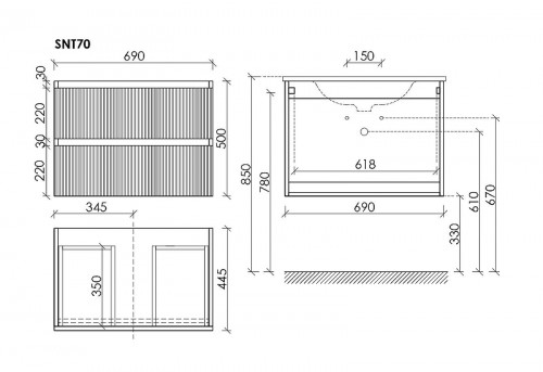 Тумба под раковину Sancos Snob T 70 SNT70SM подвесная Doha Soft