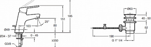 Смеситель для раковины Jacob Delafon Aime E29869-BL Черный матовый латунь