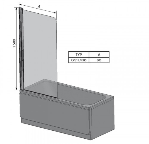 Шторка на ванну Ravak Chrome CVS1 80 L 7QL40C00Z1 профиль Хром стекло Transparent