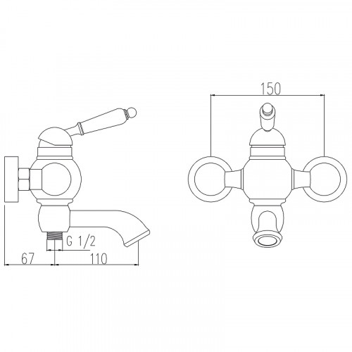 Смеситель для ванны Kaiser Wood 61022 Хром Дуб латунь на стену