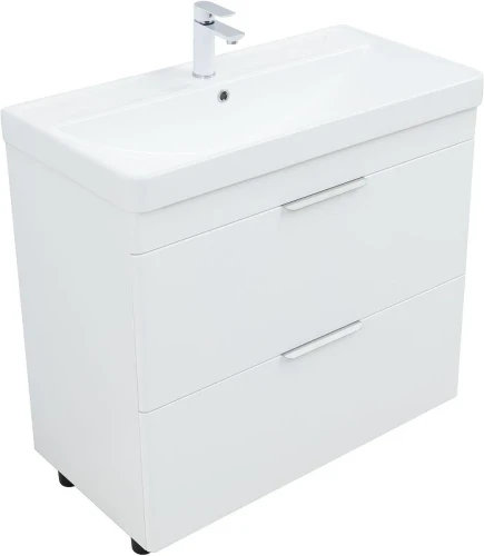 Тумба с раковиной Aquanet Ирис new 90 342094 цвет Белый глянец