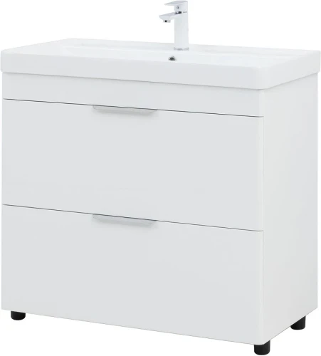 Тумба с раковиной Aquanet Ирис new 90 342094 цвет Белый глянец