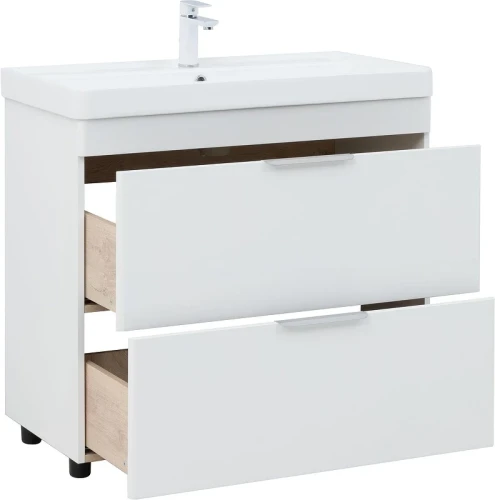 Тумба с раковиной Aquanet Ирис new 90 342094 цвет Белый глянец