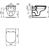 Унитаз Ideal Standard Tempo T331101 подвесной без сиденья фарфор подвесной
