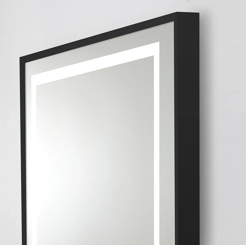 Зеркало BelBagno Kraft 140 SPC-KRAFT-1400-800-LED-TCH-WARM-NERO с подсветкой Черное с сенсорным выключателем и подогревом стекло