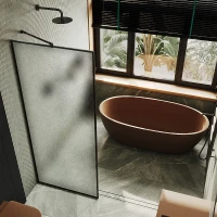 Душевая перегородка Maybah Glass MGD-839-6 1090x1950 полностью в профиле Черный стекло сатиновое