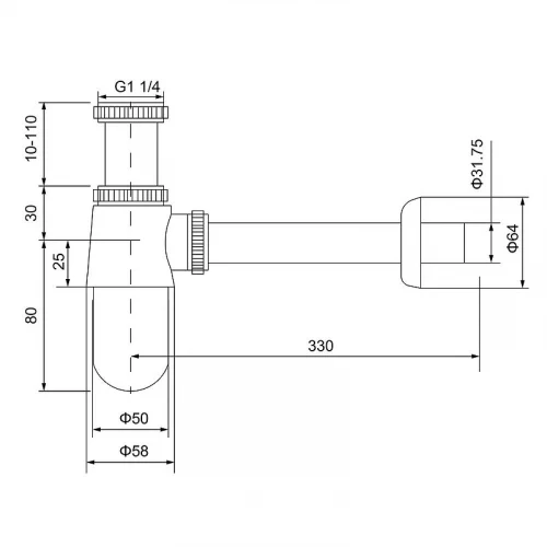 Сифон для раковины Timo 960/13L Никель