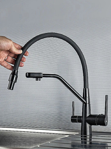 Смеситель для кухни Viko V-5502 Черный матовый латунь