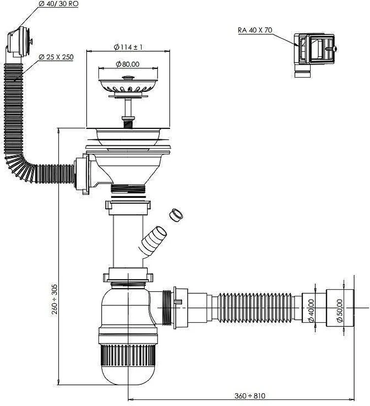 Сифон для кухонной мойки Aquanet 372022 цвет Белый