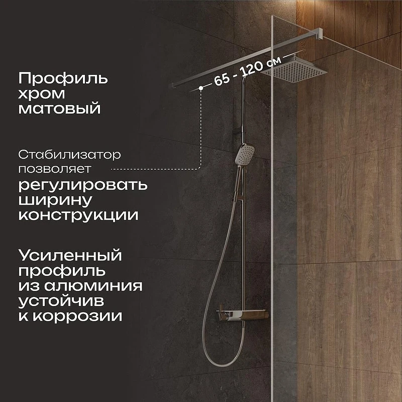 Душевая перегородка DIWO Орел 120 DS-OR-120-CR профиль Хром матовый стекло прозрачное