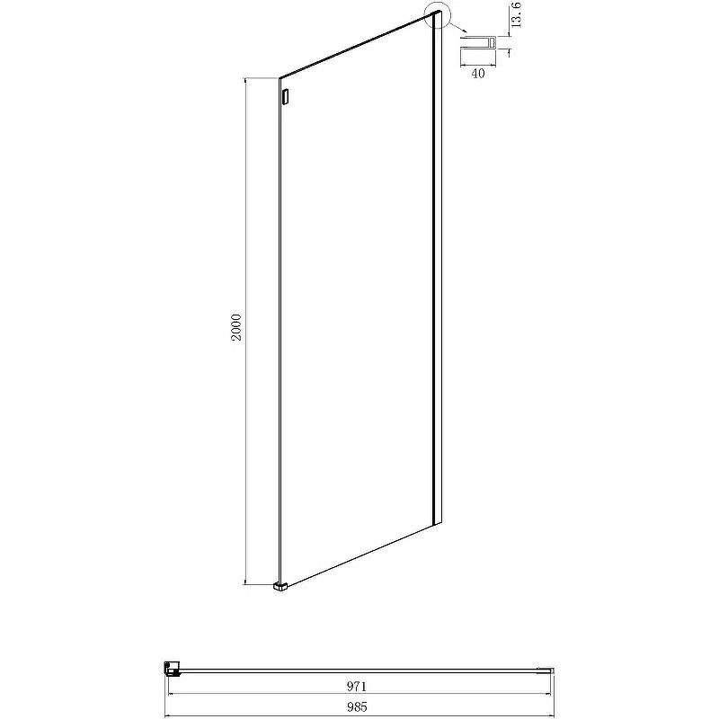 Душевая стенка Ambassador Benefit 100 100HB профиль Черный cтекло прозрачное