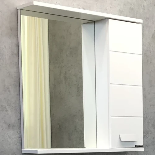 Зеркало со шкафом Comforty Модена М-60 00-00001639 Белое матовое МДФ / ЛДСП, стекло