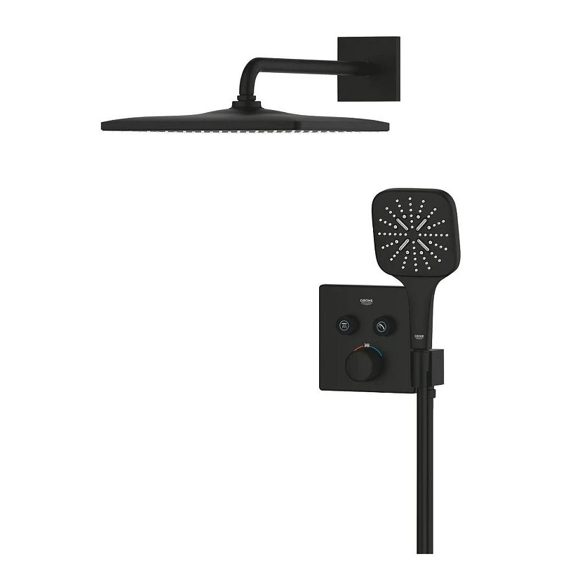 Душевая система Grohe Grohtherm 34865KF0 с термостатом цвет Черный матовый