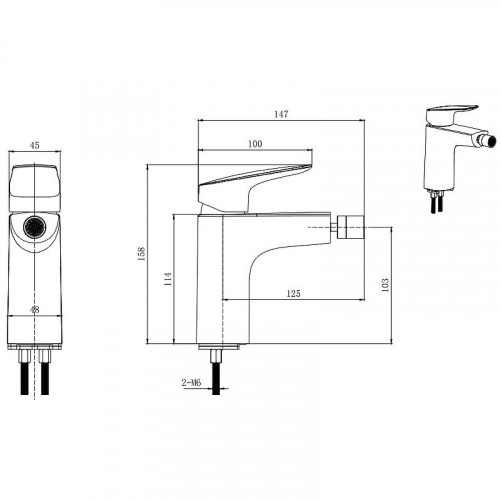 Смеситель для биде Aquatek Вега AQ1018MB Черный матовый латунь