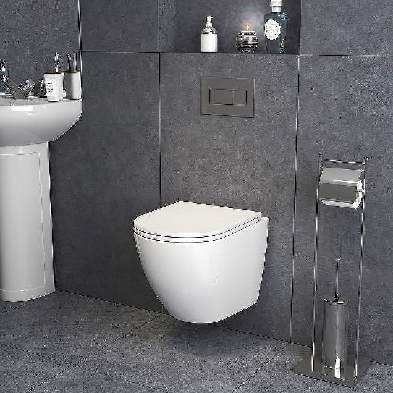 Комплект унитаза Grossman GR-4455S с инсталляцией Grohe Rapid SL 38721001 с сиденьем Микролифт и клавишей смыва Хром фаянс подвесной