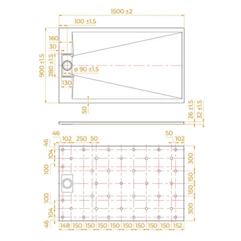 Душевой поддон из стеклопластика RGW TUS-W 150x90 553702915-01 Белый