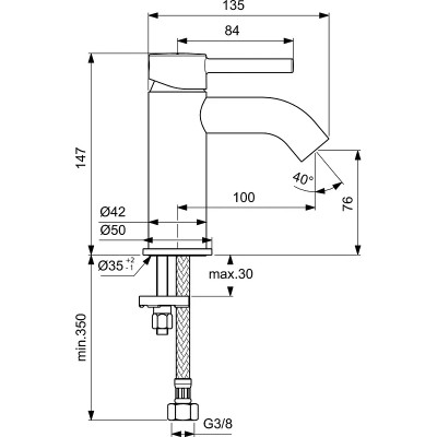 Смеситель для раковины Ideal Standard Ceraline BC268AA Хром латунь