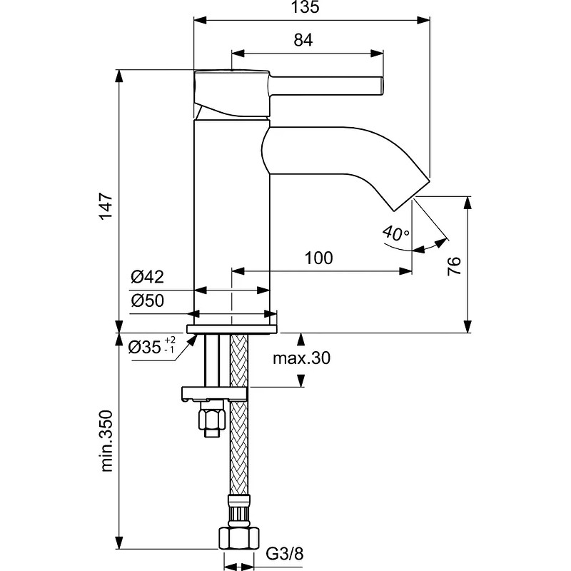 Смеситель для раковины Ideal Standard Ceraline BC268AA Хром латунь