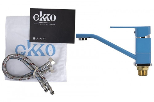 Смеситель для раковины Ekko E45304 цвет Хром Синий