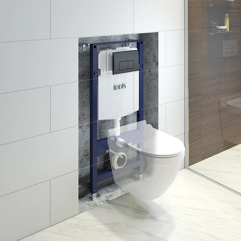 Инсталляция Iddis Optima Home OPH00MBi32K для унитаза с Черной клавишей смыва нержавеющая сталь