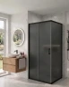 Душевой уголок Maybah Glass MGY-1904-6 1000х700х1950 раздвижной+глухой профиль Черный стекло графитовое матовое
