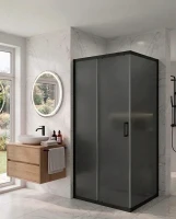 Душевой уголок Maybah Glass MGY-1904-6 1000х700х1950 раздвижной+глухой профиль Черный стекло графитовое матовое