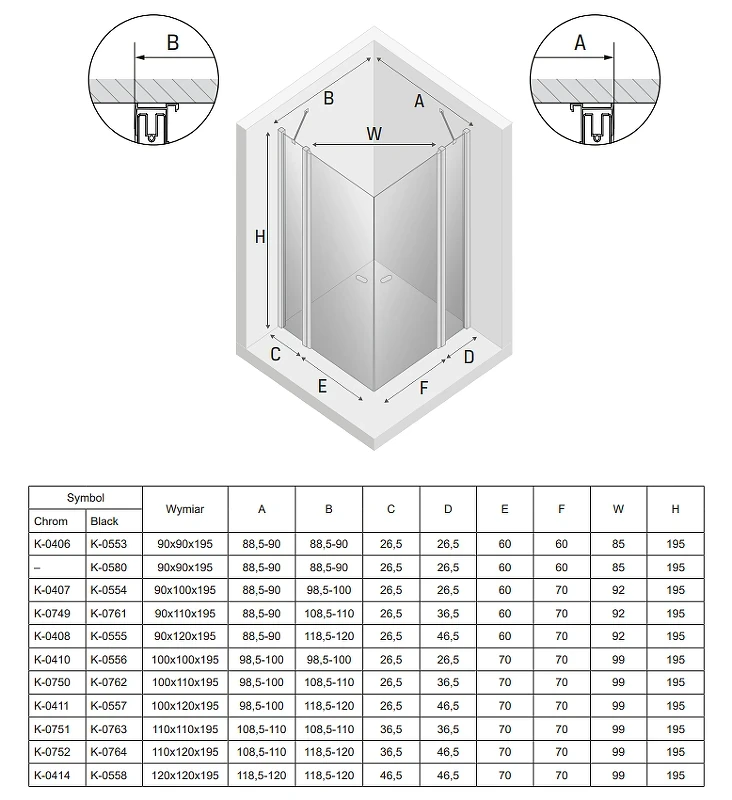 Душевой уголок New Trendy New Soleo Chrome 100х110 K-0750 профиль Хром стекло прозрачное