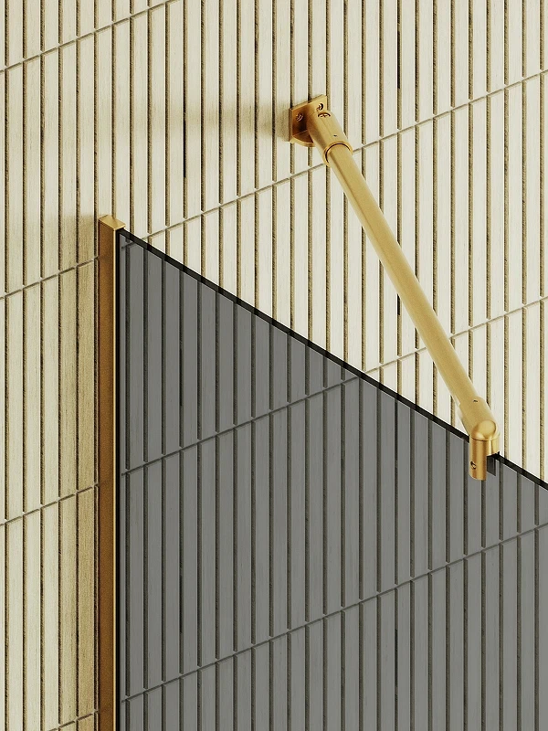 Душевая перегородка Maybah Glass MGD-729-3у 790x1950 в узком профиле Золото стекло графитовое